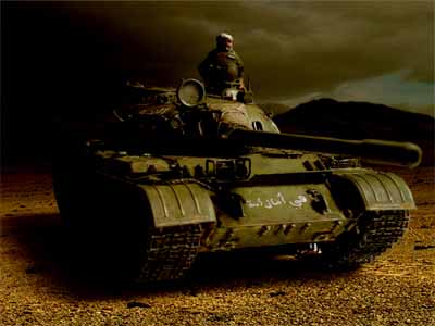 The daybreak of Afghanistan, picture of T55 is retouched by Photoshop